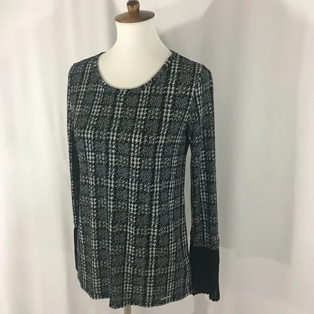 NWT Michael KORS Black Plaid Top